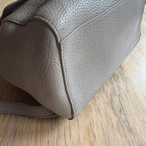 $450 TORY BURCH Thea Mini Pebble Leather Backpack Purse French Gray Tassels EUC - Picture 10 of 13